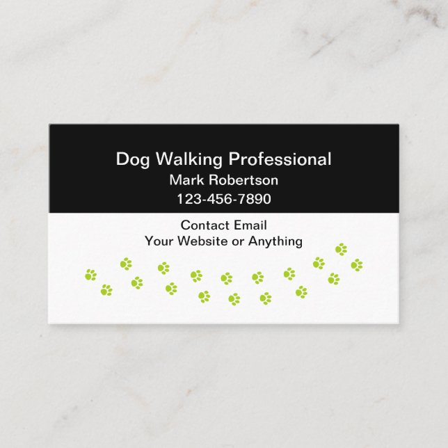 Cartão De Visita Simple Professional Dog Walking Business Cards (Frente)