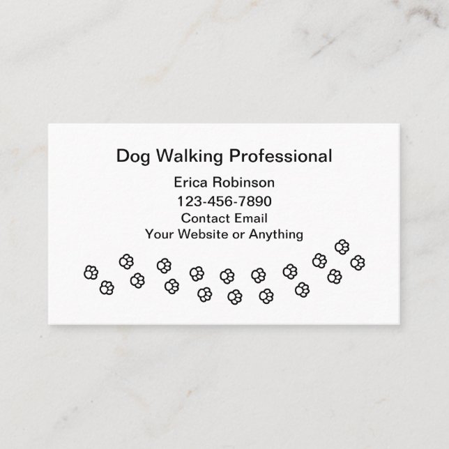 Cartão De Visita Simple Professional Dog Walking Business Cards (Frente)