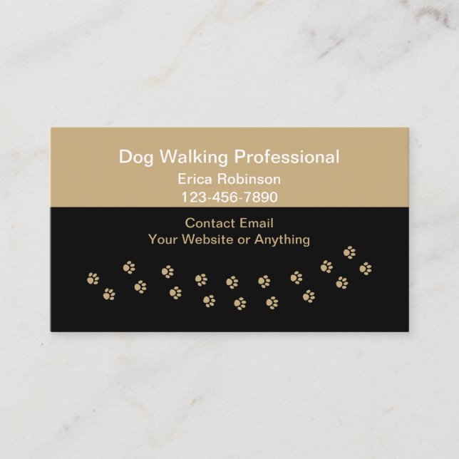 Cartão De Visita Simple Professional Dog Walking Business Cards (Frente)