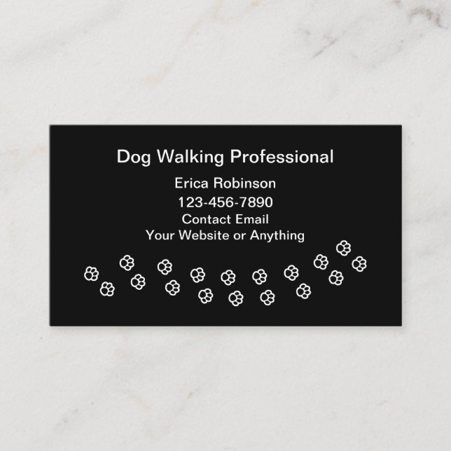 Cartão De Visita Simple Professional Dog Walking Business Cards (Frente)