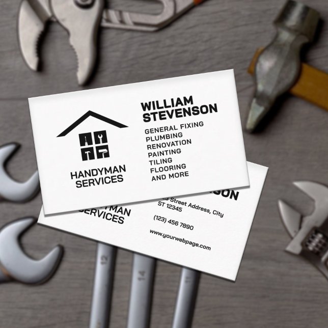 Cartão De Visita Simple professional handyman Business Card (Criador carregado)