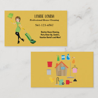 Cartão De Visita Simple Professional House Cleaning Business Cards