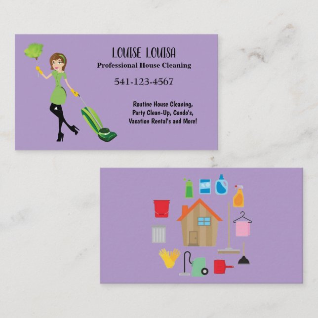 Cartão De Visita Simple Professional House Cleaning Business Cards (Frente/Verso)