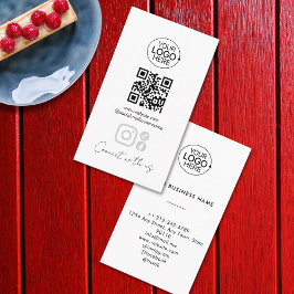 Cartão De Visita Simple Script Connect With Us Add Logo QR Code