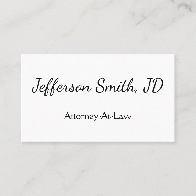 Cartão De Visita Simple, Script Name Attorney-At-Law Business Card (Frente)