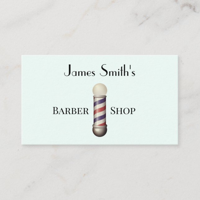 Cartão De Visita Simple White Barbers Pole Barbershop Business Card (Frente)