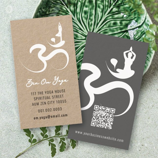 Cartão De Visita Simple Zen Yoga Om Calliografia Símbolo de silhuet (Simple Minimalist Zen Spiritual Holistic Yoga Om/Aum Calligraphy Symbol Business Card @ fatfatin)