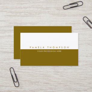 Cartão De Visita Simples Amarelo-Marrom e Branco Minimalista Elegan