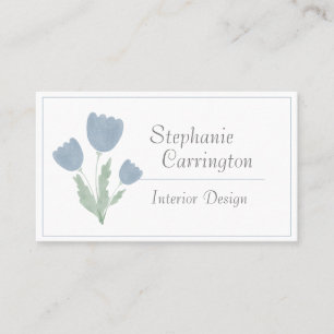 Cartão De Visita Simples Aquarela Floral Seu Nome Tipografia