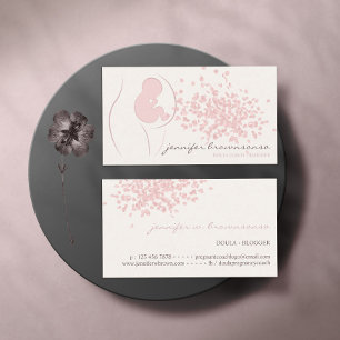 Cartão De Visita Simples Beige Doula Birth Coach Grávida