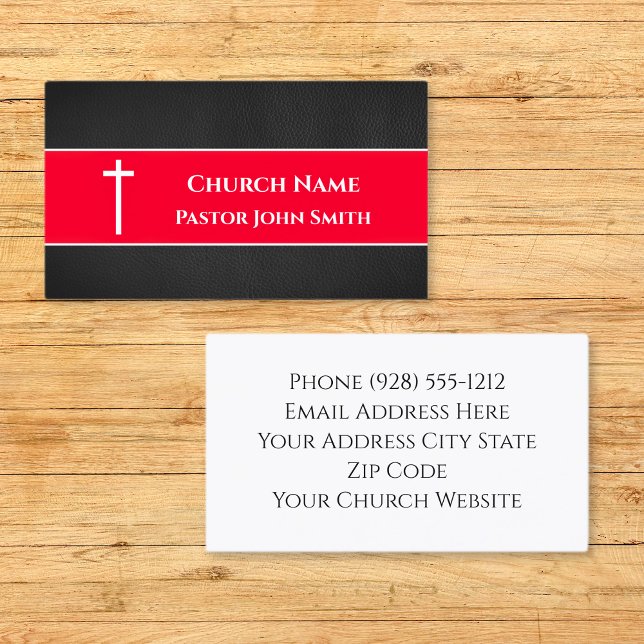 Cartão De Visita Simples Black Leather Grunge Christian (Church Pastor BLACK Leather Christian Business Card
)