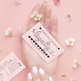 Cartão De Visita Simples Bonito Corações Rosa Lealdade da Tipografi