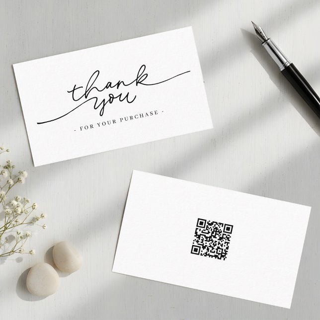 Cartão De Visita Simples Código QR Moderno Obrigado Elegante (Criador carregado)