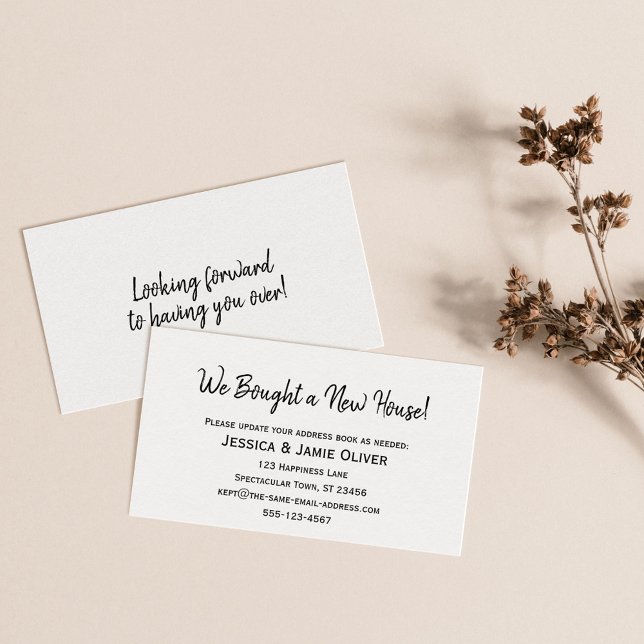 Cartão De Visita Simples "Compramos uma nova casa!" Placa branca (Criador carregado)