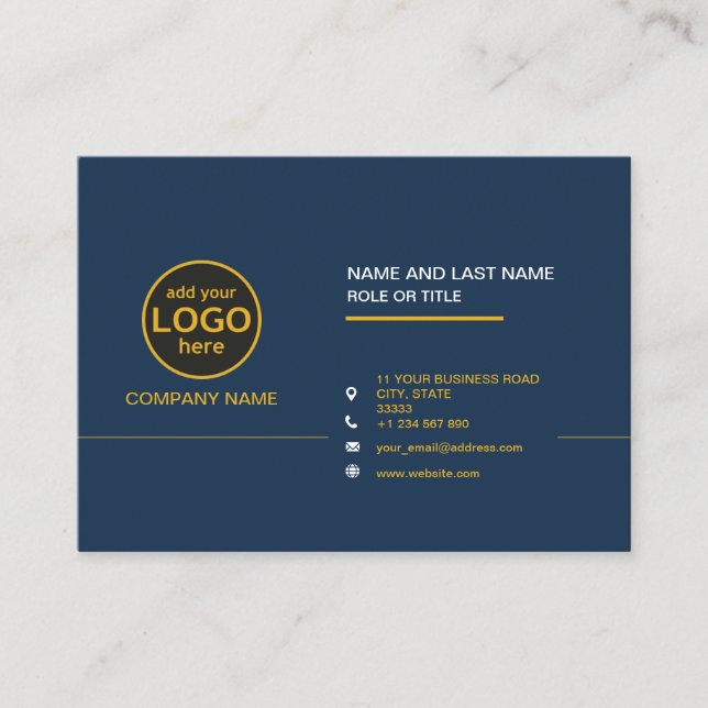 Cartão De Visita Simples Cor profissional Escura para adicionar bar (Frente)