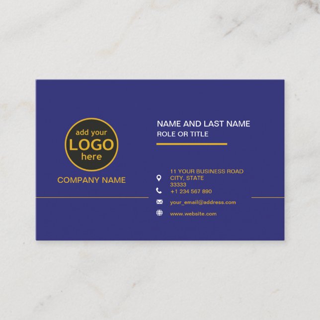 Cartão De Visita Simples Cor profissional Escura para adicionar bar (Frente)