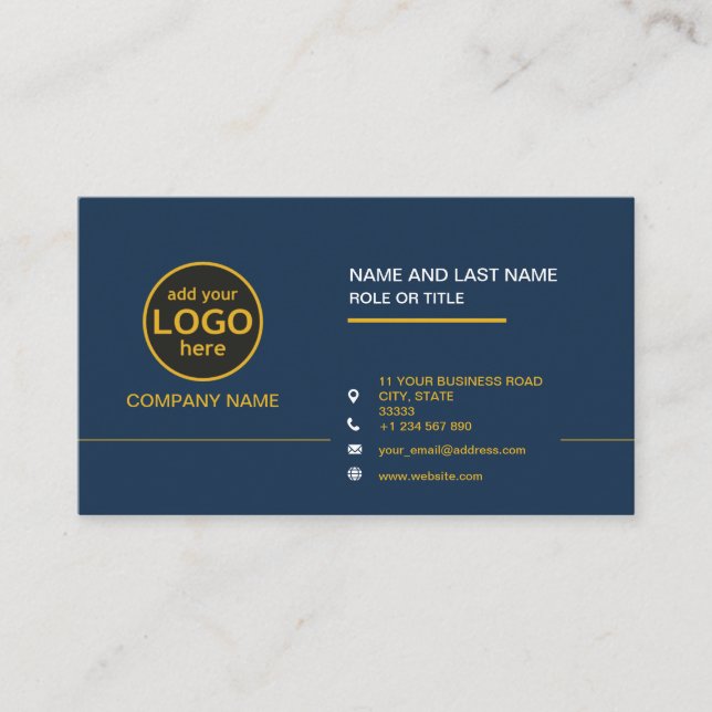 Cartão De Visita Simples Cor profissional Escura para adicionar bar (Frente)