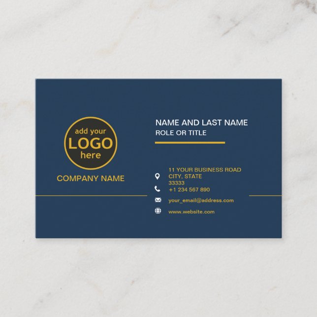 Cartão De Visita Simples Cor profissional Escura para adicionar bar (Frente)