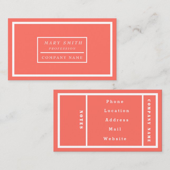 Cartão De Visita Simples Coral Vivo Moderno (Frente/Verso)