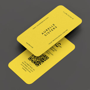 Cartão De Visita Simples de QR amarelo profissional moderno minimal