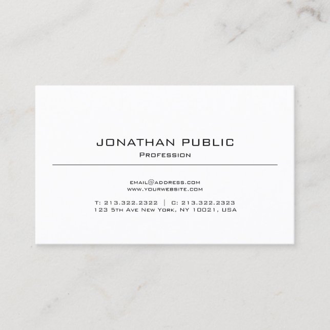 Cartão De Visita Simples Design profissional elegante e elegante (Frente)