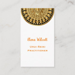 Cartão De Visita Simples Dourado Mandala Reiki Eficiência energétic