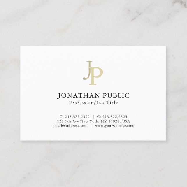 Cartão De Visita Simples Dourado moderno elegante do modelo (Frente)