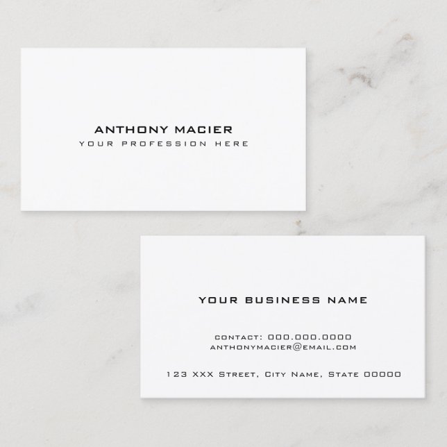 Cartão De Visita simples e claro branco mínimo (Frente/Verso)