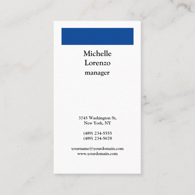 Cartão De Visita Simples e Comum Profissional Azul e Branco (Frente)