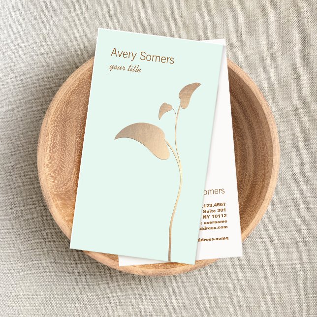 Cartão De Visita Simples e Dourada fitossanidade e bem-estar (Criador carregado)