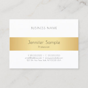 Cartão De Visita Simples e Dourado branco elegante e elegante