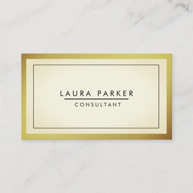 Cartão De Visita Simples e Dourado White Modern Professional (Frente)
