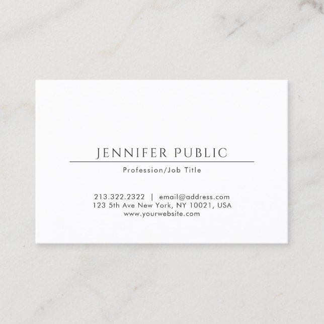 Cartão De Visita Simples e elegante profissional branco moderno e e (Frente)