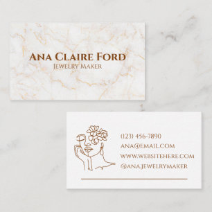 Cartão De Visita Simples e Luxuoso Marble White Boho Clean
