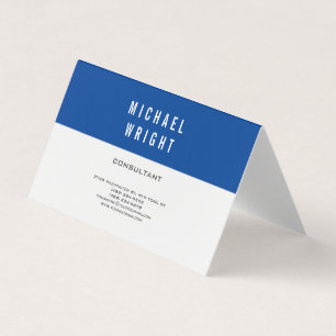 Cartão De Visita Simples e Minimalista Simples, Branco Azul Profund