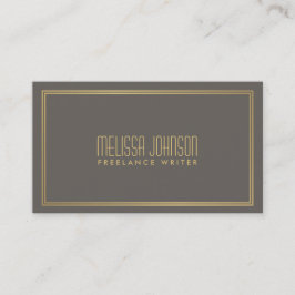 Cartão De Visita Simples Elegância Estilo Deco Cinza/Faux Dourado