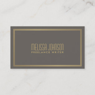 Cartão De Visita Simples Elegância Estilo Deco Cinza/Faux Dourado