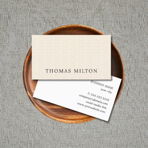 Cartão De Visita Simples Elegante Bege Linho Consultor Networking