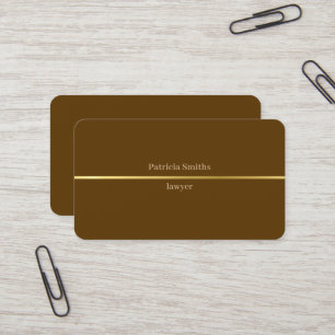 Cartão De Visita Simples Elegante Dourado Advogado de Stripe Brown