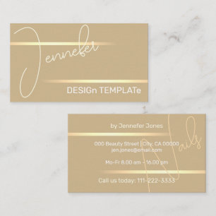 Cartão De Visita Simples Elegante Linhas de Ouro Dourado Sigantatio