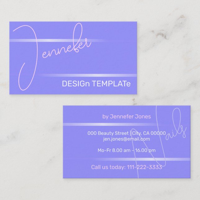 Cartão De Visita Simples Elegante Linhas Roxas Sigantation Luxury (Frente/Verso)