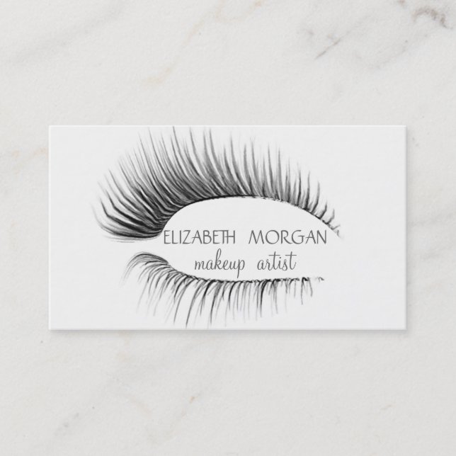 Cartão De Visita Simples Elegante, Minimalista, Branco, Lashes (Frente)
