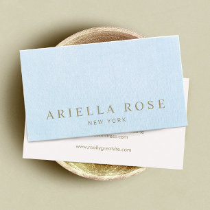 Cartão De Visita Simples Elegante Pastel Blue Linen Professional