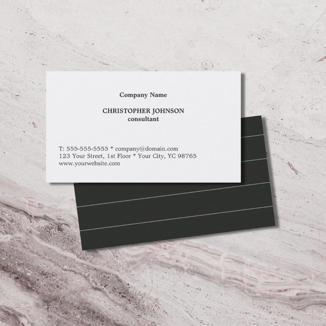 Cartão De Visita Simples Elegante Textura de consultor branco Linen (Criador carregado)