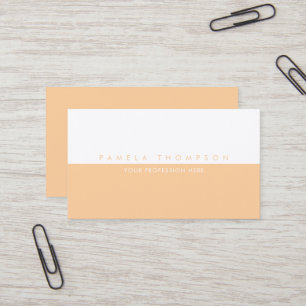 Cartão De Visita Simples em tons de pêssego claro e branco, minimal