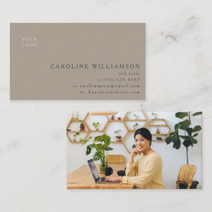 Cartão De Visita Simples Logotipo Minimalista Moderno Marrom Taupe
