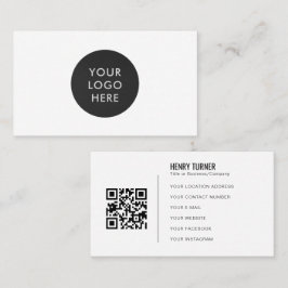 Cartão De Visita Simples Logotipo Profissional Código QR Empresa té