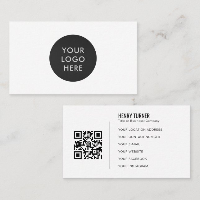 Cartão De Visita Simples Logotipo Profissional Código QR Empresa té (Frente/Verso)