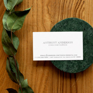 Cartão De Visita Simples minimalista branco clássico