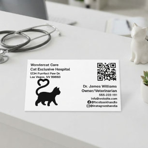 Cartão De Visita Simples, Moderna, Hospital Veterinário Código QR